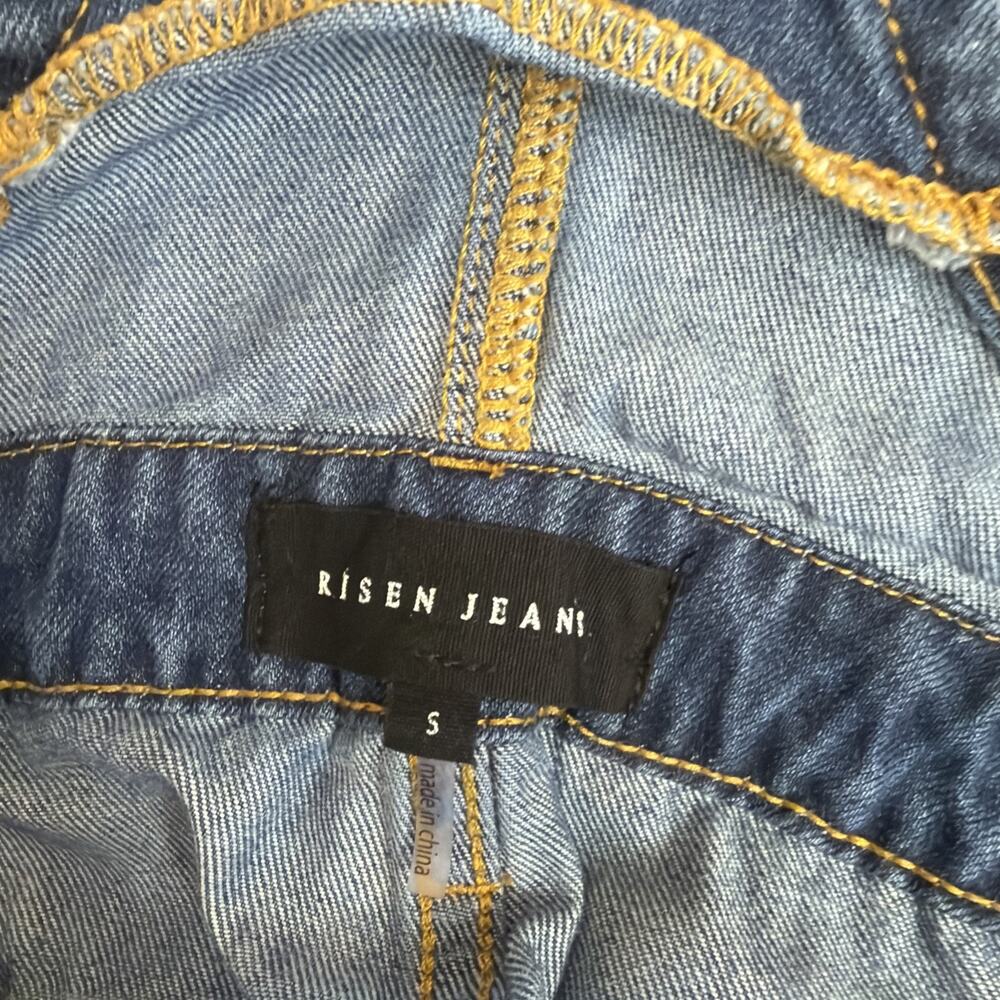 Risen Jeans Denim Overalls Small Distressed Knee Cotton Bib Jumpsuit 100% Cotton - Picture 4 of 10